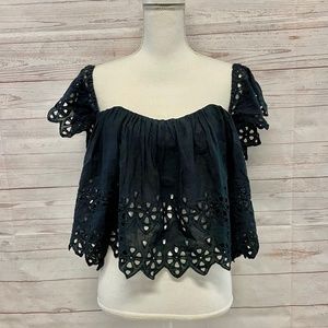 Stone Cold Fox black eyelet holy tube top